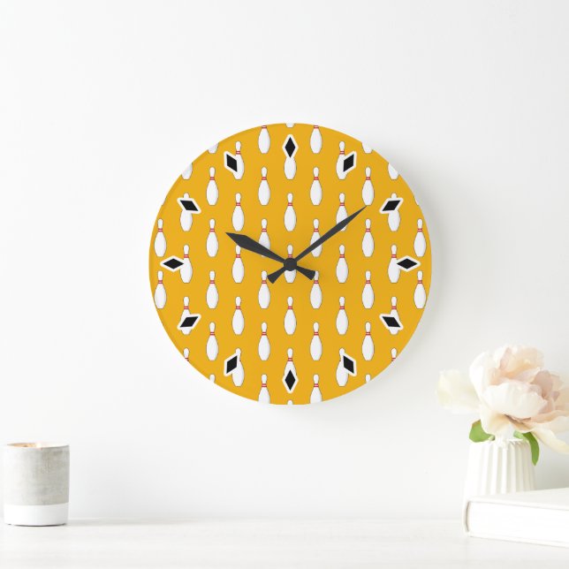 Grande Horloge Ronde Motif de Bowling Skittle (Maison)
