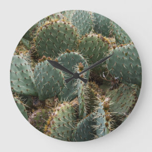 Grande Horloge Ronde Motif de Cactus : Opuntia ficus-indica tendance.