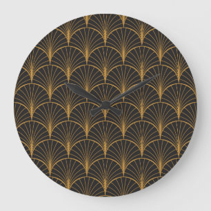 Grande Horloge Ronde Motif de cercles géométriques Art Déco