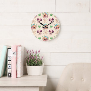 Grande Horloge Ronde Motif de chien adorable