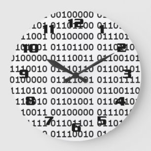 Grande Horloge Ronde Motif de code binaire