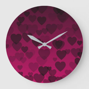 Grande Horloge Ronde Motif de coeur 18
