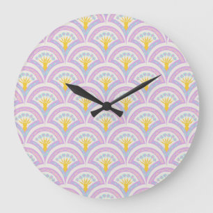 Grande Horloge Ronde Motif de coquille de couleur pastel