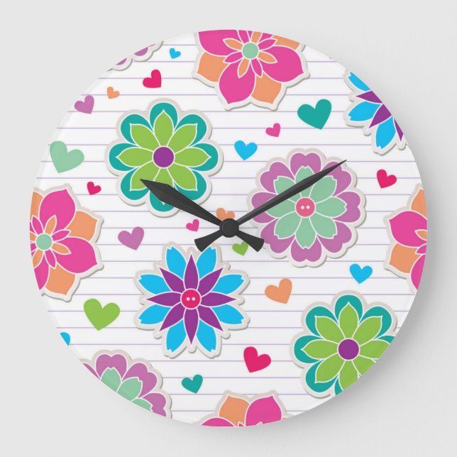 Grande Horloge Ronde Motif de fleurs (Recto)