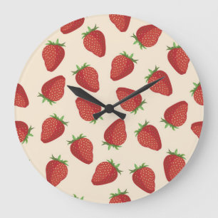 Grande Horloge Ronde Motif de fraises