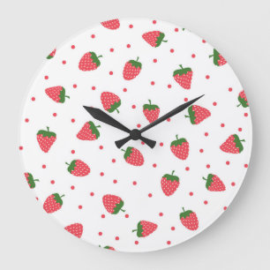 Grande Horloge Ronde Motif de fraises