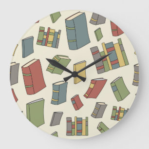 Grande Horloge Ronde Motif de livre
