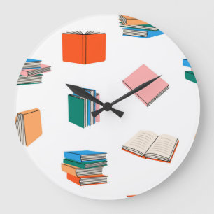 Grande Horloge Ronde Motif de livre