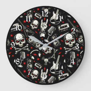 Grande Horloge Ronde Motif de métaux lourds rétro
