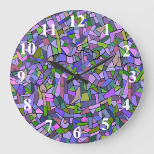 Grande Horloge Ronde Motif de mosaïque pourpre d'abrégé sur rose
