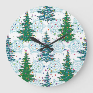 Grande Horloge Ronde Motif de Noël