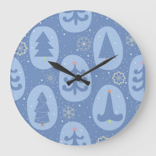Grande Horloge Ronde Motif de Noël