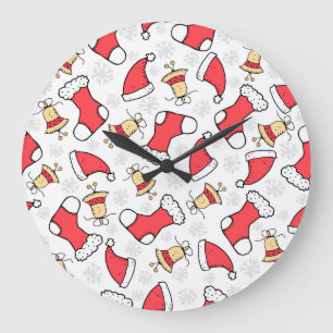 Grande Horloge Ronde Motif de Noël sans couture, design festif.