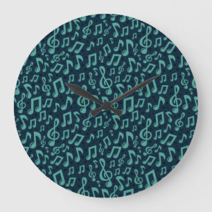 Grande Horloge Ronde Motif de notes musicales