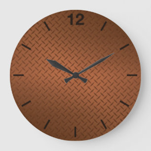 Grande Horloge Ronde Motif de plaque diamant en cuivre profond