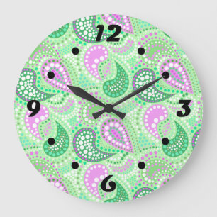 Grande Horloge Ronde Motif de pois abstrait de concombres turcs