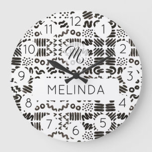 Grande Horloge Ronde Motif de symbole noir salle moderne