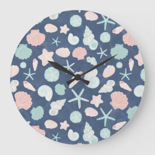 Grande Horloge Ronde motif des coquillages