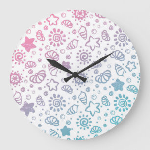 Grande Horloge Ronde Motif d'été