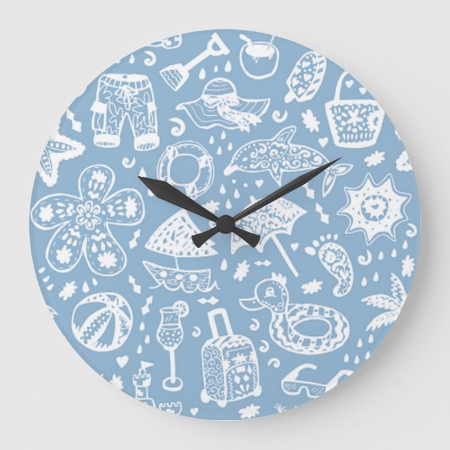 Grande Horloge Ronde Motif d'été (Recto)