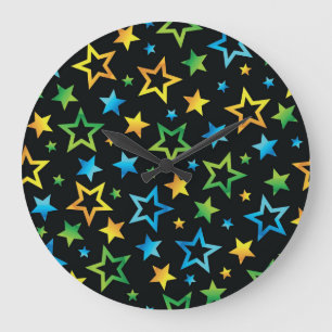 Grande Horloge Ronde Motif d'étoiles