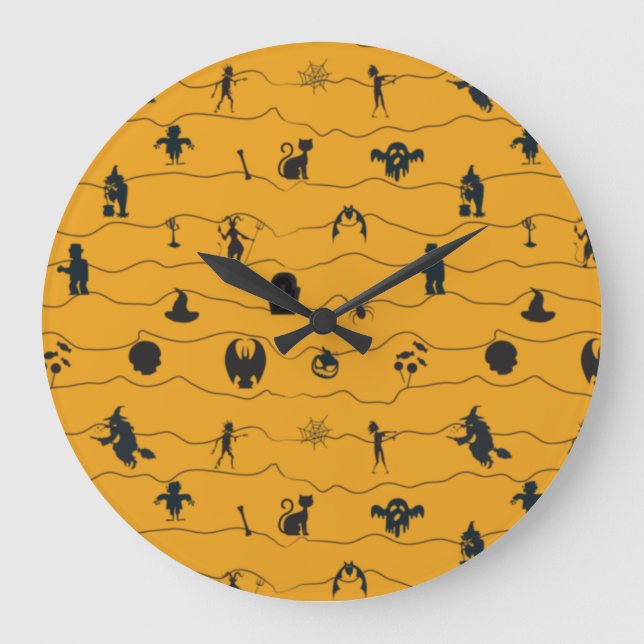 Grande Horloge Ronde Motif d'Halloween (Recto)