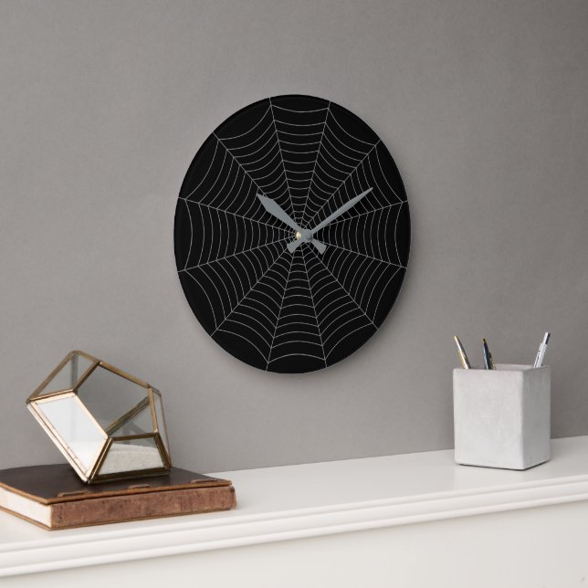 Grande Horloge Ronde Motif d'Halloween gris noir (Bureau)