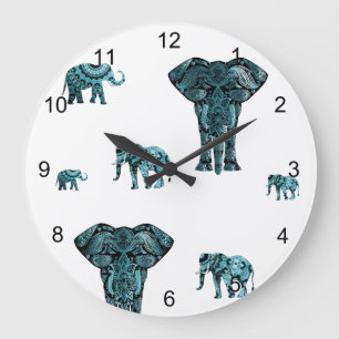Grande Horloge Ronde Motif éléphant