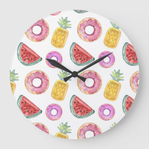 Grande Horloge Ronde Motif en pastel de flotteur de piscine d'aquarelle