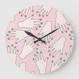Grande Horloge Ronde Motif en pastel Manicured de rose de studio de