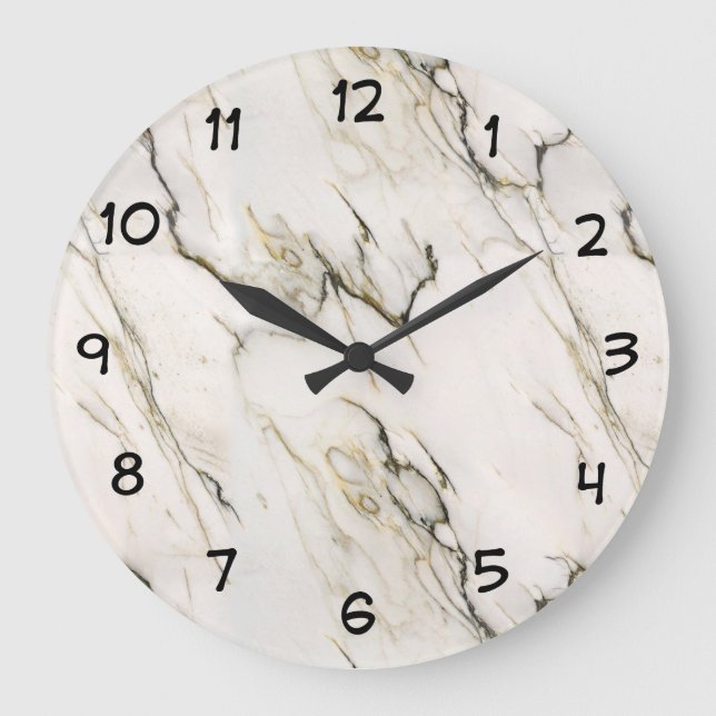 Grande Horloge Ronde Motif en pierre de marbre (Recto)