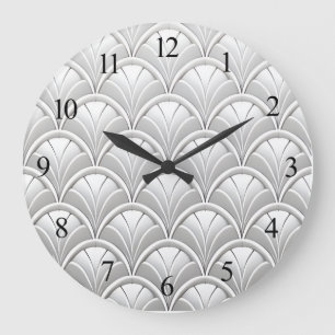 Grande Horloge Ronde Motif éventail Art Déco