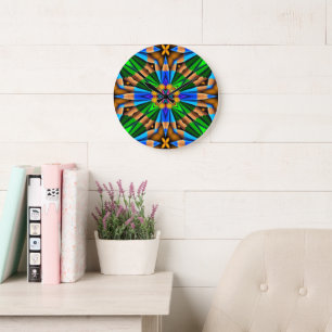 Grande Horloge Ronde Motif Fleurs Abstraites uniques