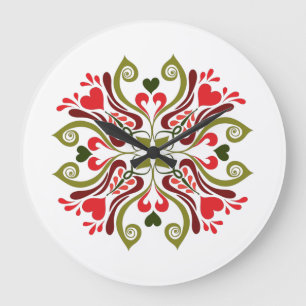 Grande Horloge Ronde Motif floral de tulipe hongrois