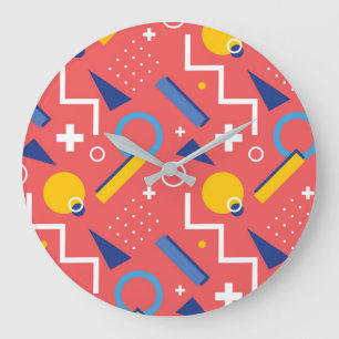 Grande Horloge Ronde Motif géométrique 2