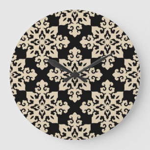 Grande Horloge Ronde Motif géométrique ornementale asiatique