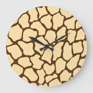Grande Horloge Ronde Motif Girafe Marron – Impression Animale Minimale