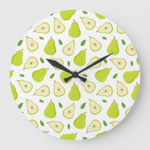 Grande Horloge Ronde Motif Green Pear