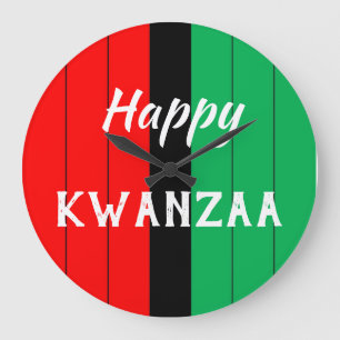 Grande Horloge Ronde Motif Kwanzaa Kinara Red Black Green Stripes