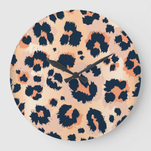 Grande Horloge Ronde Motif Leopard : Amusant Design sans Seamless