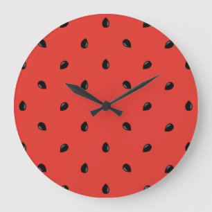 Grande Horloge Ronde Motif minimaliste des graines de pastèque