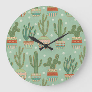 Grande Horloge Ronde Motif mis en pot de cactus d'étape   de Geo de