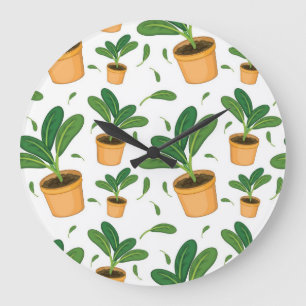 Grande Horloge Ronde motif plante