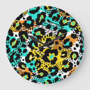 Grande Horloge Ronde motif poster de animal