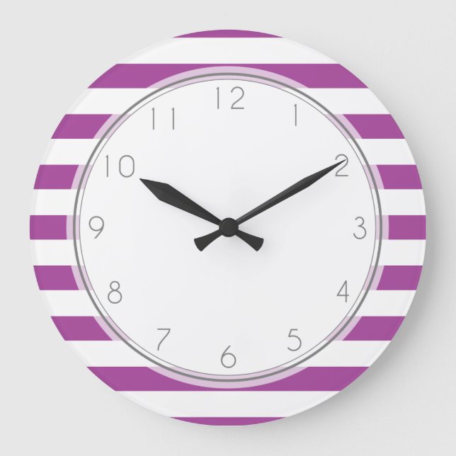 Grande Horloge Ronde Motif pourpre de rayures (Recto)