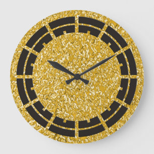 Grande Horloge Ronde Motif PURE GOLD Splatter + votre image