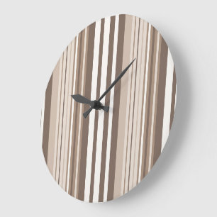 Grande Horloge Ronde Motif rayures ton neutre terrien