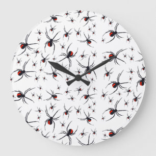 Grande Horloge Ronde Motif Red & Black Spider