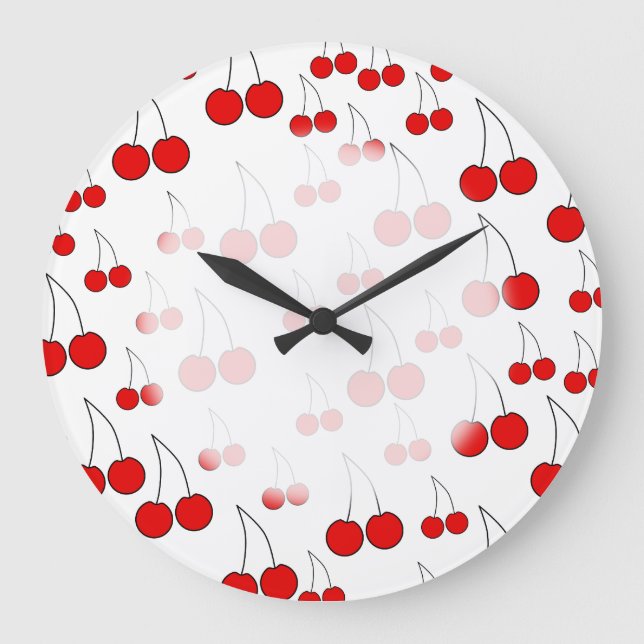 Grande Horloge Ronde Motif Red Cherry. (Recto)