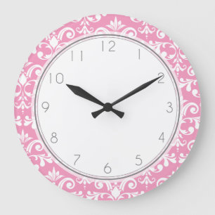 Grande Horloge Ronde Motif rose de motif de damassé